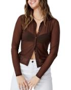 Cotton: On Mesh Shirt In Brown