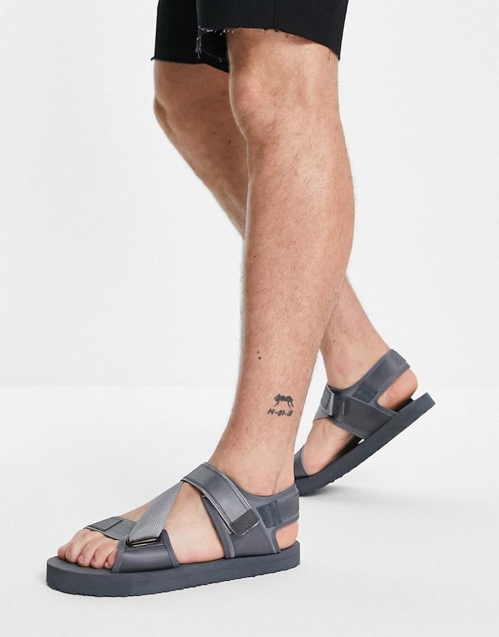 Asos Design Tech Sandals In Grey-gray