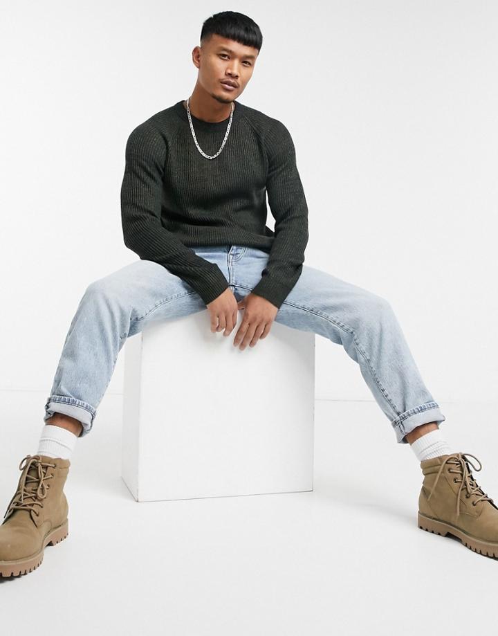 Jack & Jones Originals Sweater With Ribbed Texture In Green