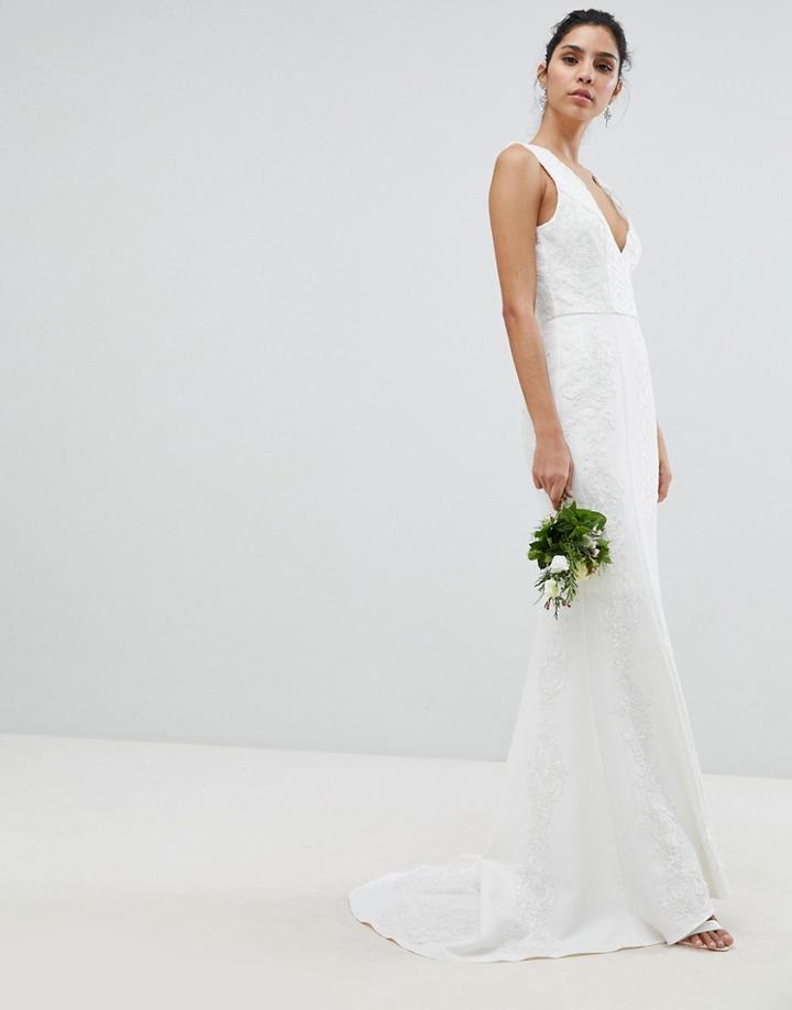 Chi Chi London Bridal Lace Maxi Dress - White