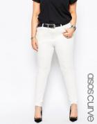 Asos Curve Libson Skinny Mid Rise Jeans In Valencia Off White - Off White