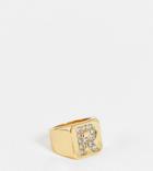 Asos Design 14k Gold Plated R Initial Ring