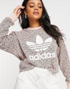 Adidas Originals Leopard Print Sweatshirt In Pink