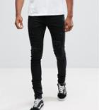 Sixth June Tall Super Skinny Jeans In Black With Distressing - Black