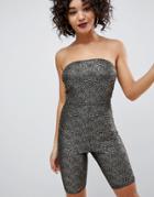 Asos Design Metallic Bandeau Unitard - Black