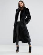Missguided Premium Faux Fur Longline Coat - Black