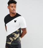 Good For Nothing Muscle T-shirt With Camo Panel Exclusive To Asos - Black