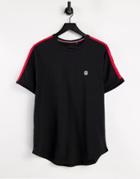 Le Breve Lounge Set T-shirt In Black With Red Tape