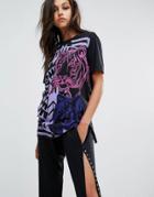 Versace Jeans Oversize T-shirt With Tiger Print - Multi