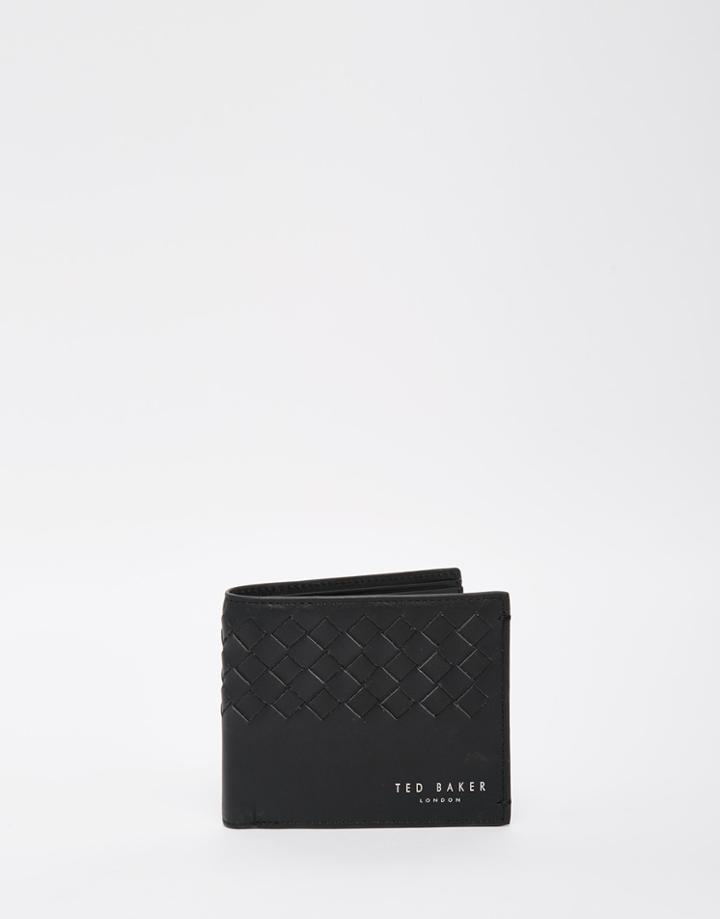 Ted Baker Woven Leather Bifold Wallet - Black