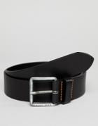 Boss Jeeko Logo Buckle Leather Belt In Black - Black