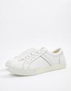 Versace Jeans Leather Sneakers With Logo In White - White