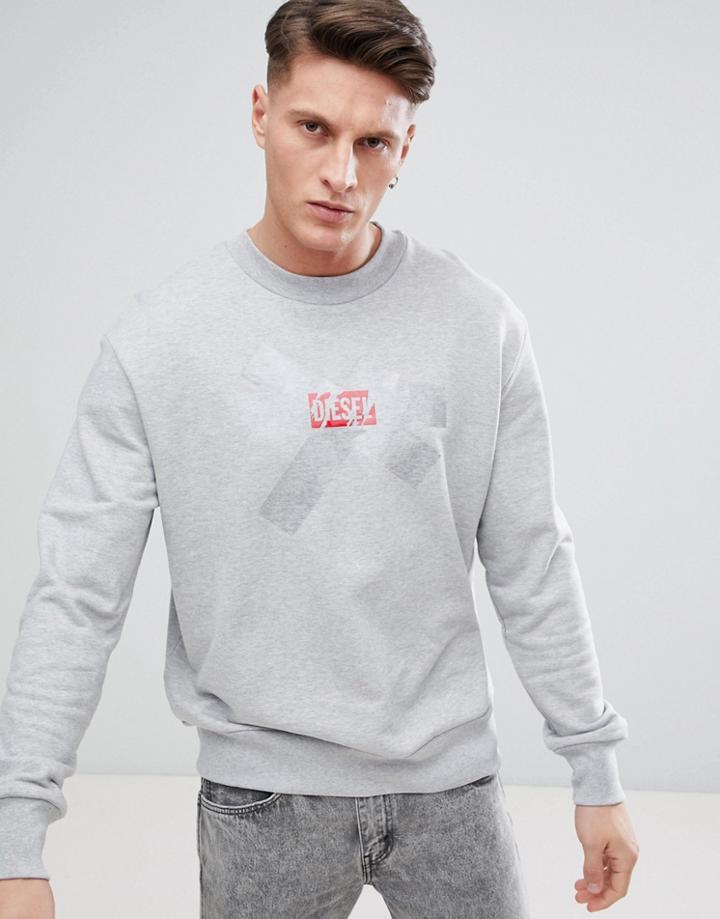 Diesel S-bay Tape Logo Sweatshirt - Gray