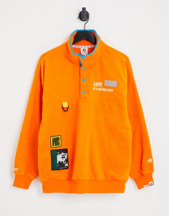 Aape By A Bathing Ape Micro Snap-fleece In Orange