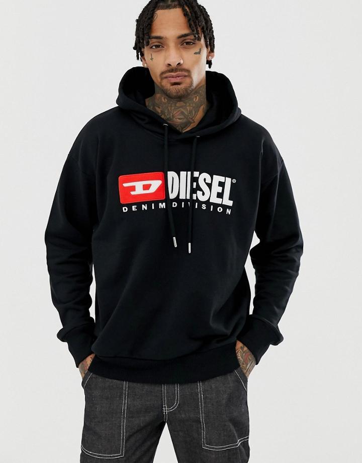 Diesel S-division Hooded Logo Sweat In Black