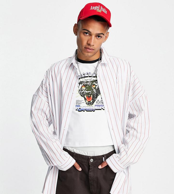 Collusion Dropped Shoulder Shirt In Stripe-blues