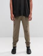Asos Skinny Joggers With Rips And Abrasions In Brown - Brown