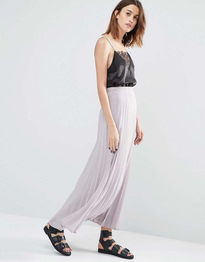 Warehouse Pleated Maxi Skirt - Mink