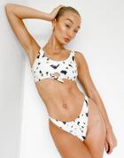 Missguided Knot Front Bikini Top In Monochrome Leopard Print-multi