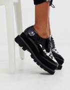 Truffle Collection Flatform Lace Up Shoes In Cow Print-black