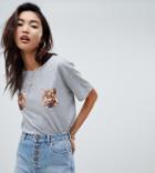 Na-kd Tiger Motif Print T-shirt In Gray - Gray