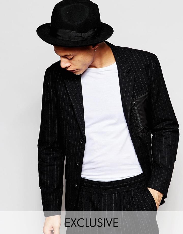 Black Eye Rags Blazer With Nylon Paneled Pockets - Black