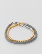 Seven London Leather & Chain Bracelet In Gray & Gold - Gray