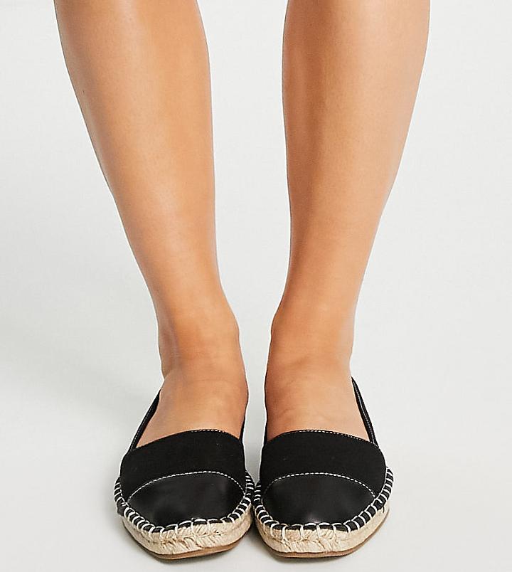 Asos Design Wide Fit Joy Toe-cap Espadrilles In Black