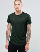 Religion Curved Hem T-shirt With Cross Over Neck Detail - Gray