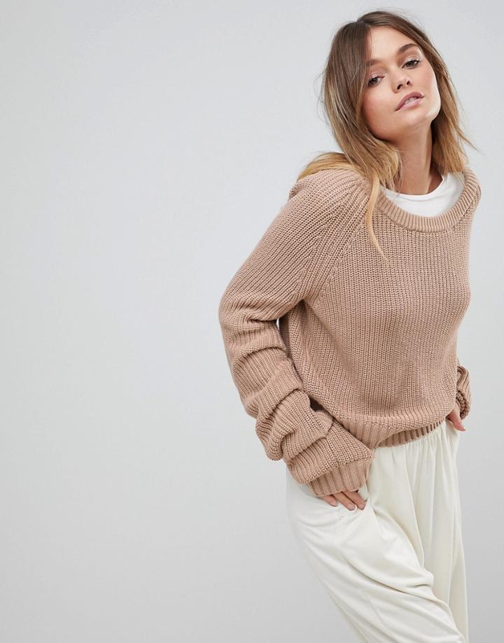 Micha Lounge Open Weave Slouchy Sweater - Pink
