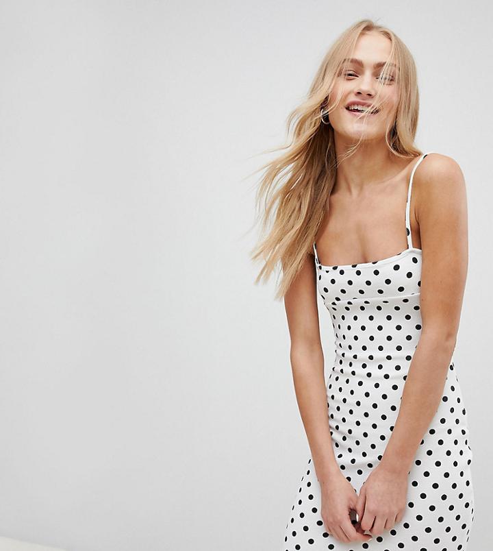 Daisy Street 90's Cami Dress In Polka Dot - Cream