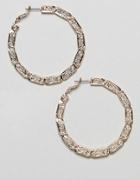 Asos Design Hoop Earrings With Vintage Style Twist Design In Gold - Gold