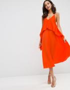 Asos Tiered Crop Cami Midi Dress - Orange