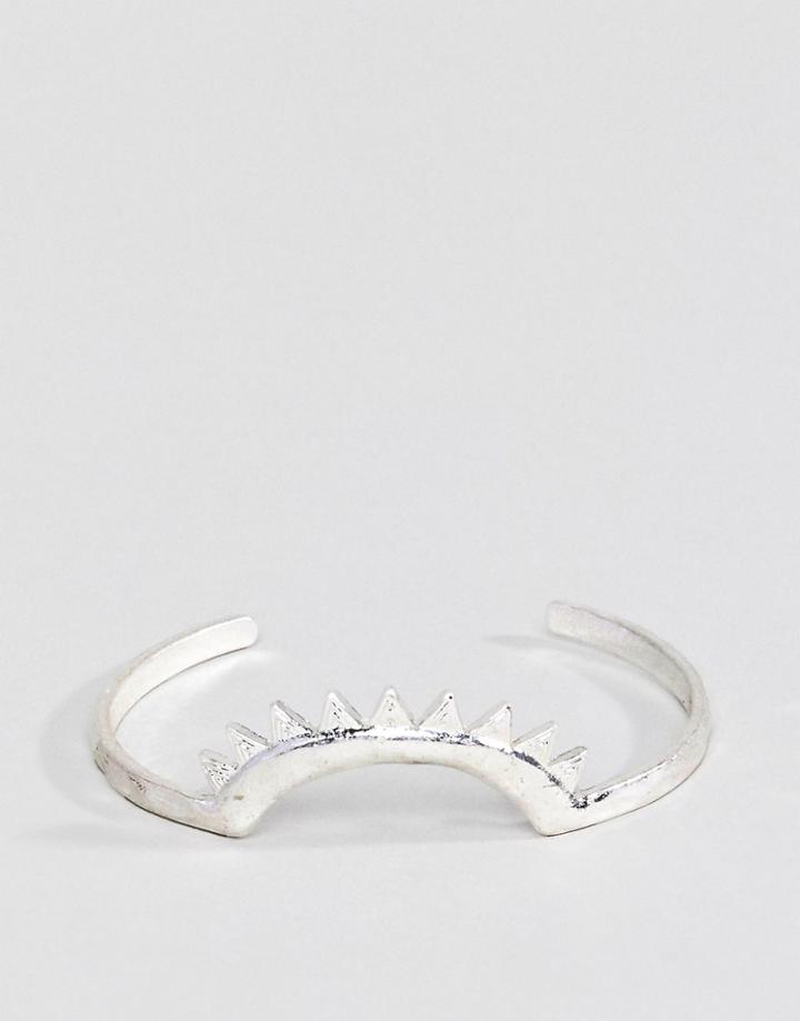 Asos Design Spike Edge Cuff Bracelet - Silver