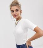 Collusion Fitted Short Sleeved T-shirt In White