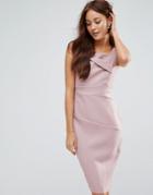 Vesper Pencil Midi Dress With Ruched Detail - Pink