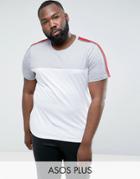 Asos Plus T-shirt With Color Block Panels And Contrast Taping - Gray