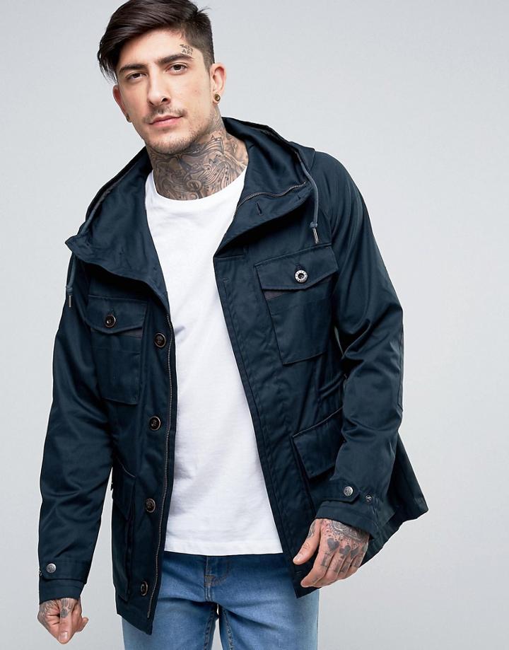 Pretty Green Rowan Parka Jacket In Navy - Navy
