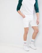 Boohooman Skinny Fit Denim Shorts In White - White