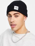 Selected Homme Organic Cotton Fisherman Beanie In Black