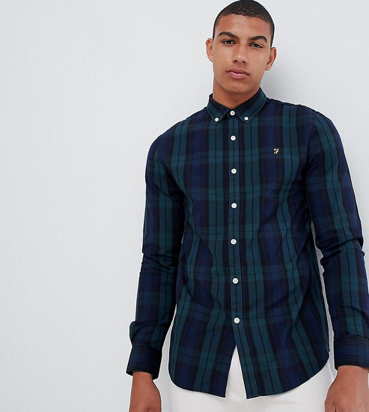 Farah Check Shirt In Navy - Navy