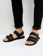 Armani Exchange Strap Sandals In Black - Black
