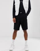 Asos Design Cargo Shorts With Utility Belt In Black