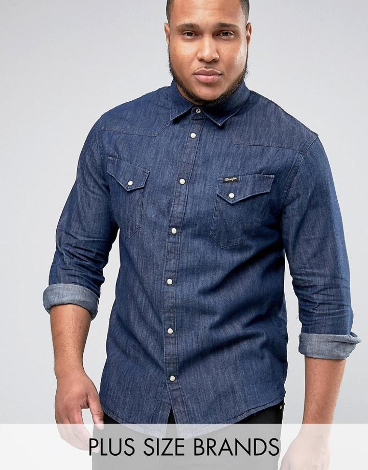 Wrangler Plus Western Shirt Indigo Wash - Navy