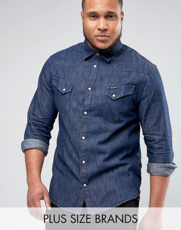 Wrangler Plus Western Shirt Indigo Wash - Navy