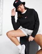 Tommy Jeans Center Badge Crewneck Sweater In Black