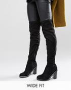 New Look Wide Fit Metal Piping Over The Knee Boots - Black