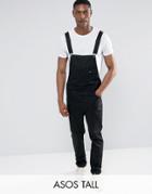 Asos Tall Chino Overalls In Black - Black