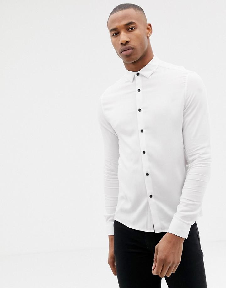 Asos Design Muscle Viscose Shirt In White - White