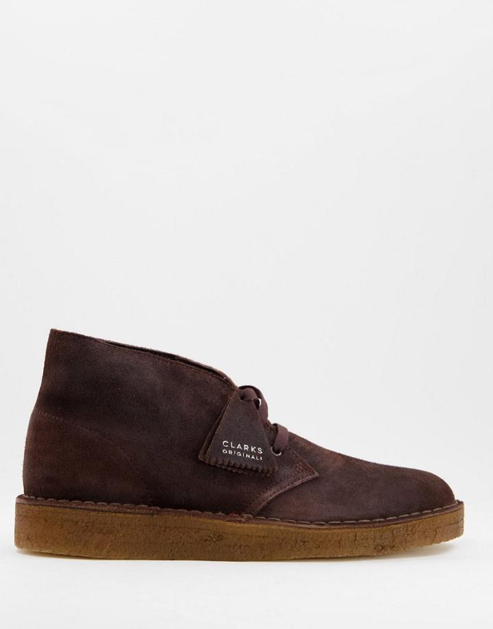 Clarks Originals Desert Coal Boots In Brown Suede
